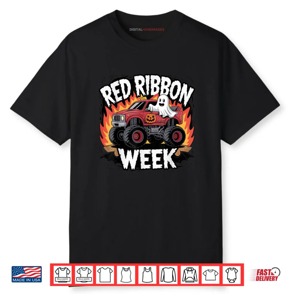 Kids Red Ribbon Week Awareness Monster Truck Shirt 1 Kids Red Ribbon Week Awareness Monster Truck Shirt