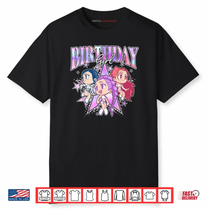 Kpop Demon Hunters Birthday Girl Adorable Chibi Group Shot Shirt