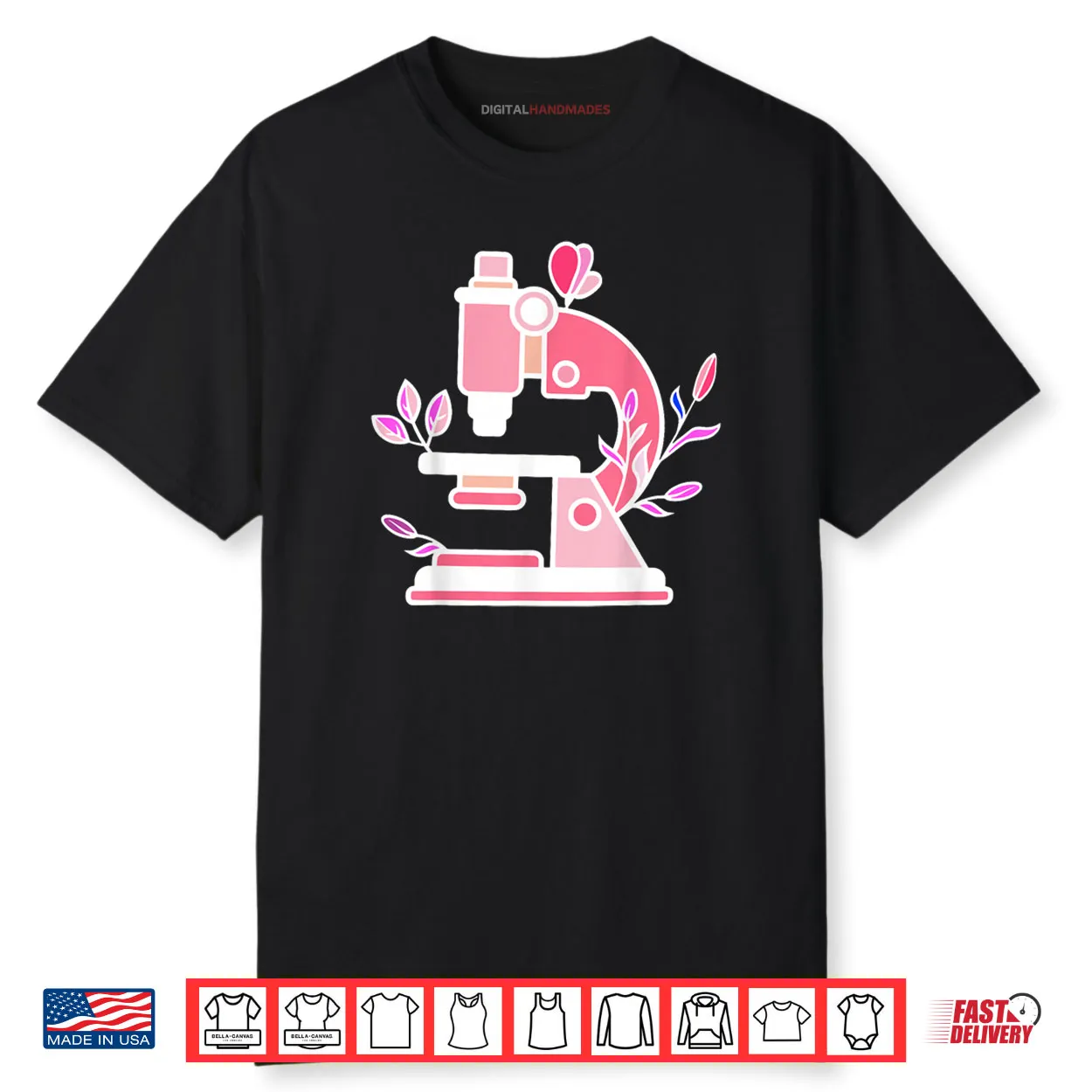 Lab Science Floral Microscope Biologist Science Valentines Shirt