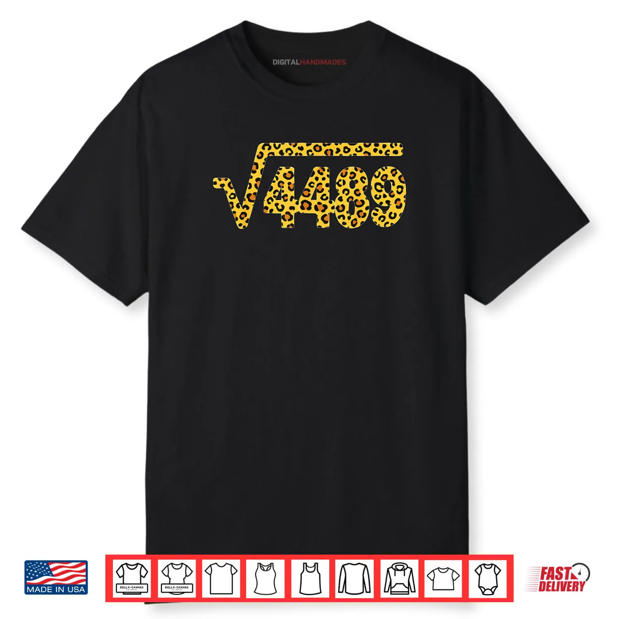 Leopard Pattern Meme Square Root 4489 Slang Math Teacher Shirt