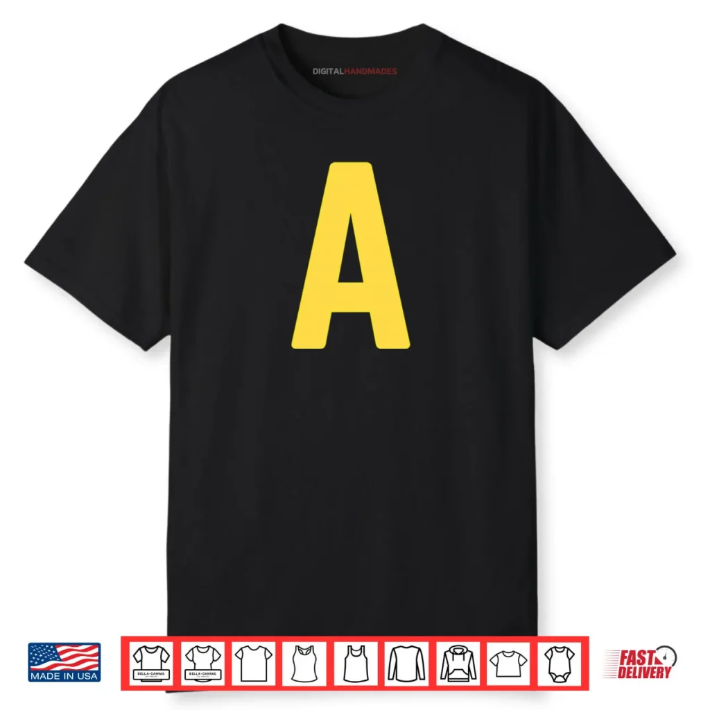 Letter A Yellow On Red Halloween Costume Party Shirt 1 Letter A Yellow On Red Halloween Costume Party Shirt