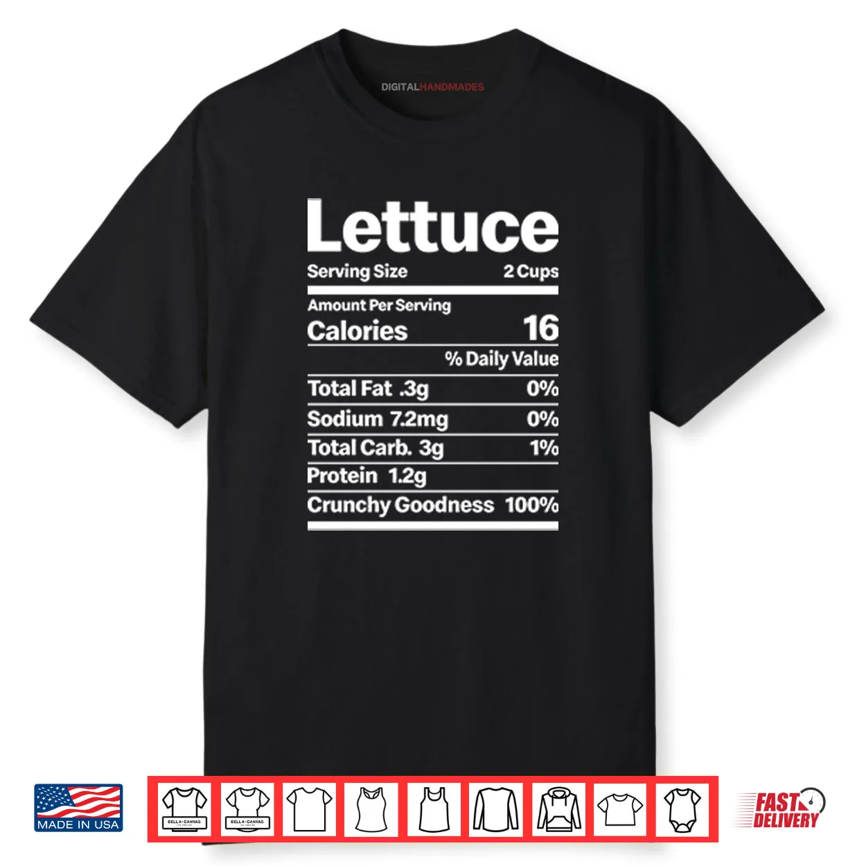 Lettuce Costume Nutrition Facts Shirt