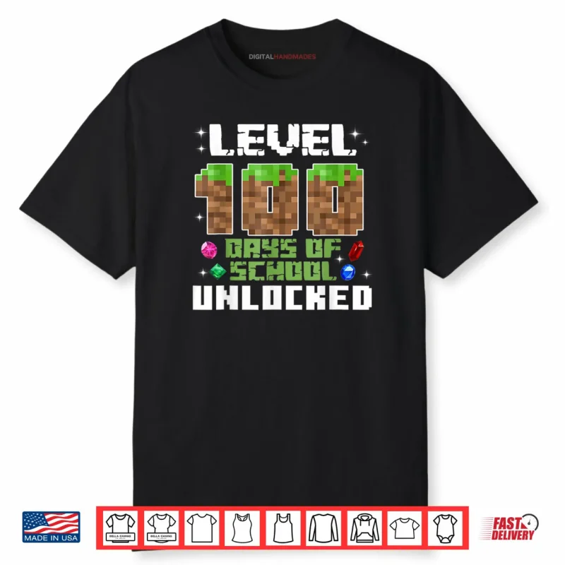 Level 100 Days of School Unlocked Gamer Shirt