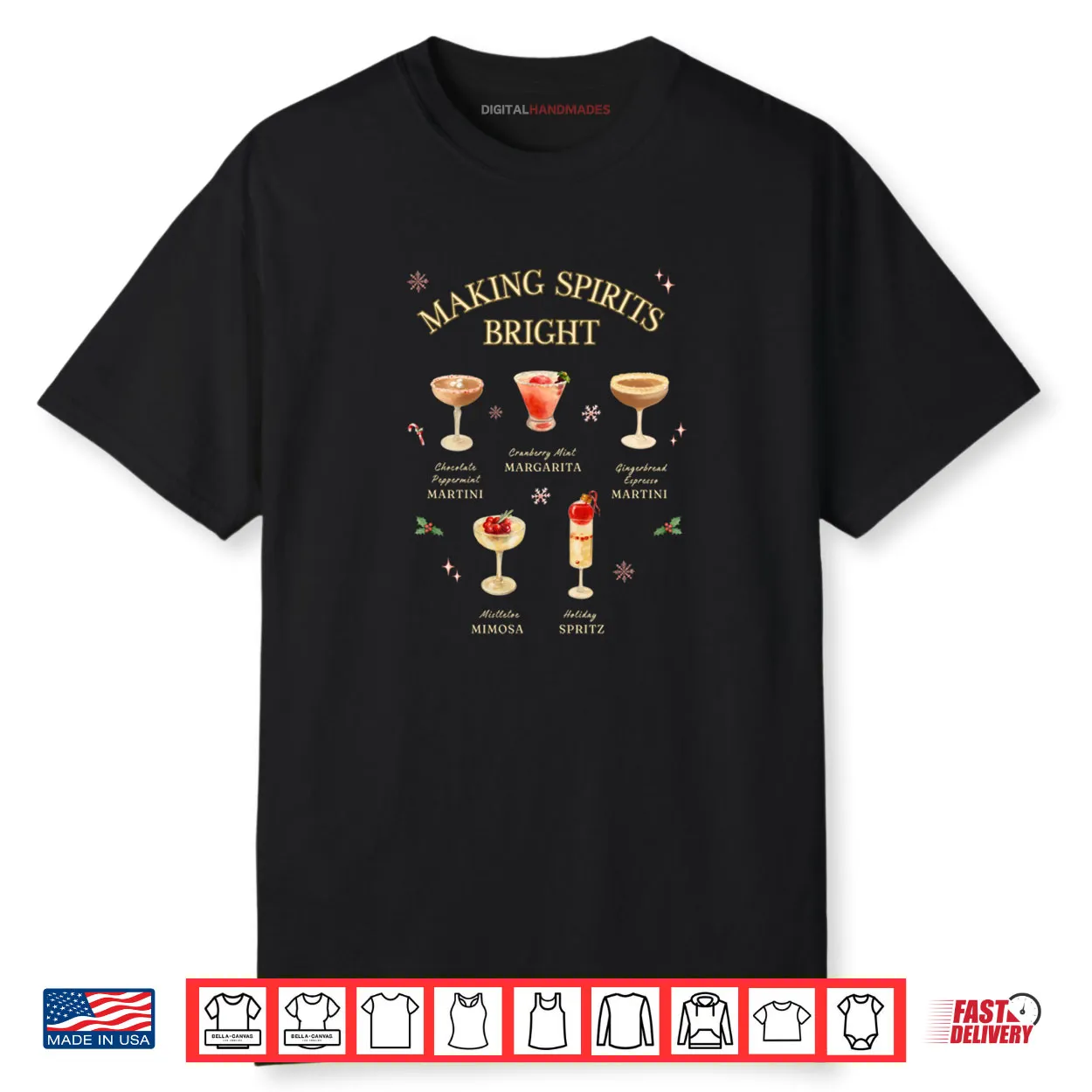 Making Spirits Bright Holiday Cocktail Shirt