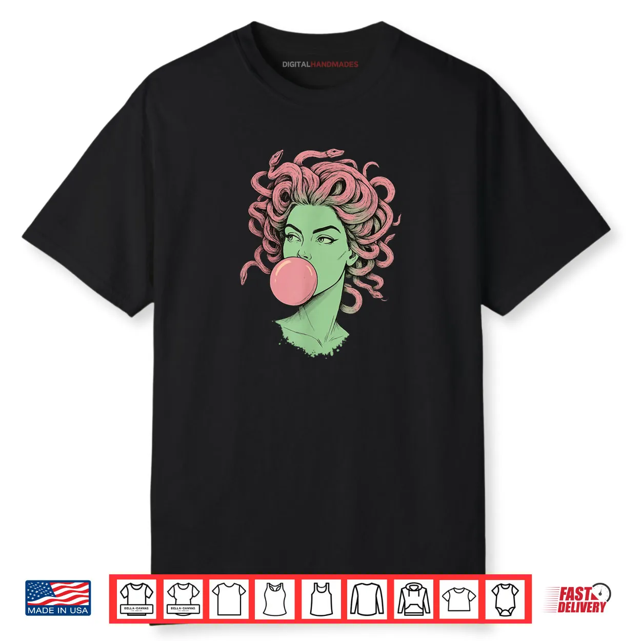 Medusa Bubblegum Mythological Snake Hair Goddess Shirt