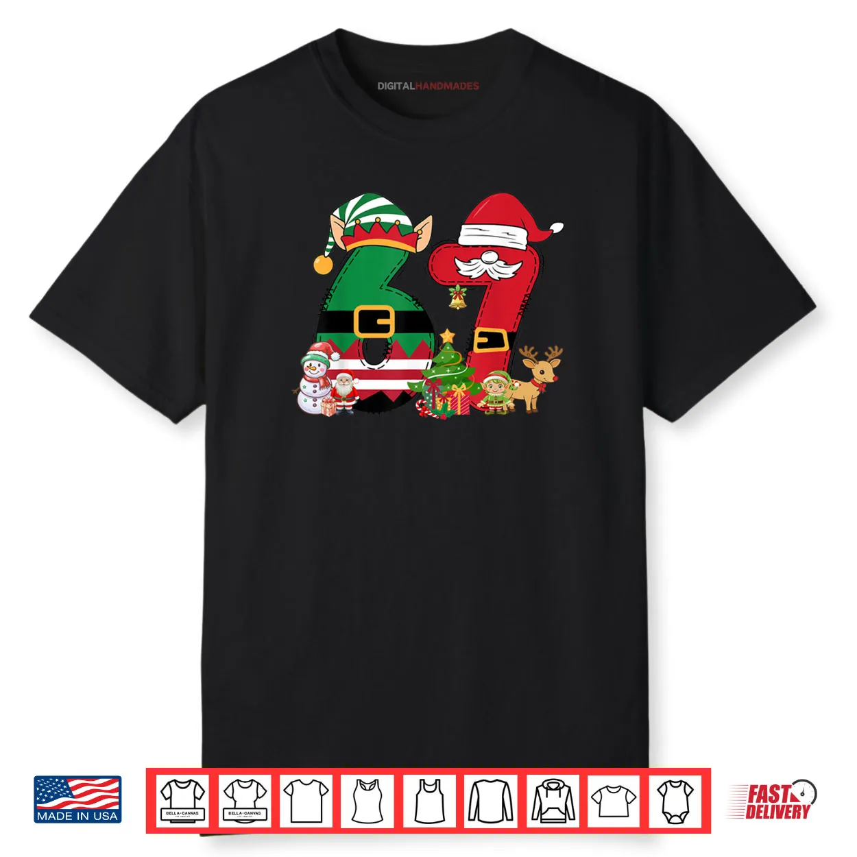 Meme 6 7 Christmas 67 Santa Elf Shirt