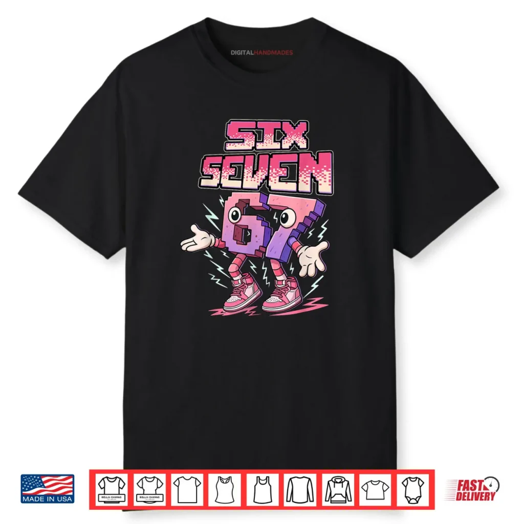 Meme Kids Six Seven Italian Steal a Brainrot Pink Girls 67 Shirt