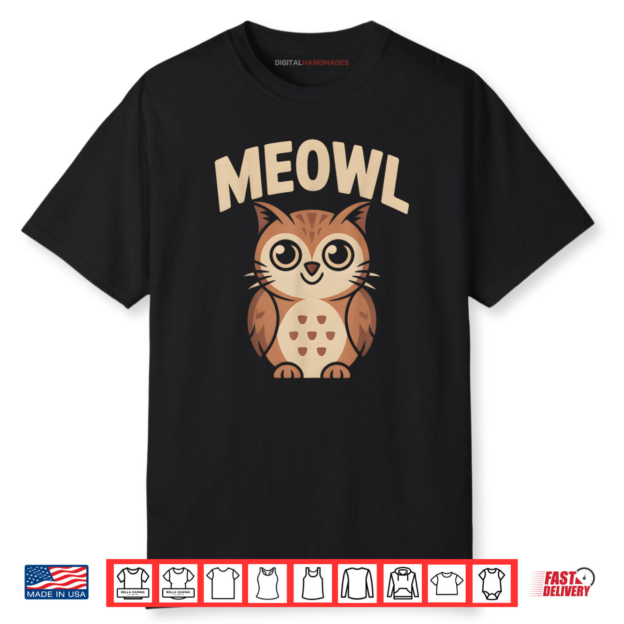 Meowl Cat Owl Hybrid Meme Brain Rot Gen Alpha Trending Shirt