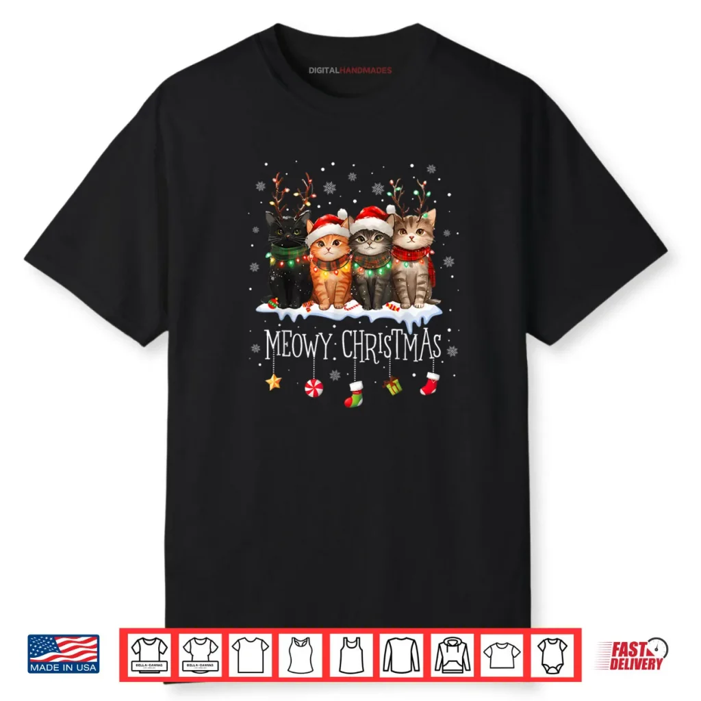 Meowy Catmas Cat Christmas Cute Kitten Cats Santa Hat Xmas Shirt 1 Meowy Catmas Cat Christmas Cute Kitten Cats Santa Hat Xmas Shirt