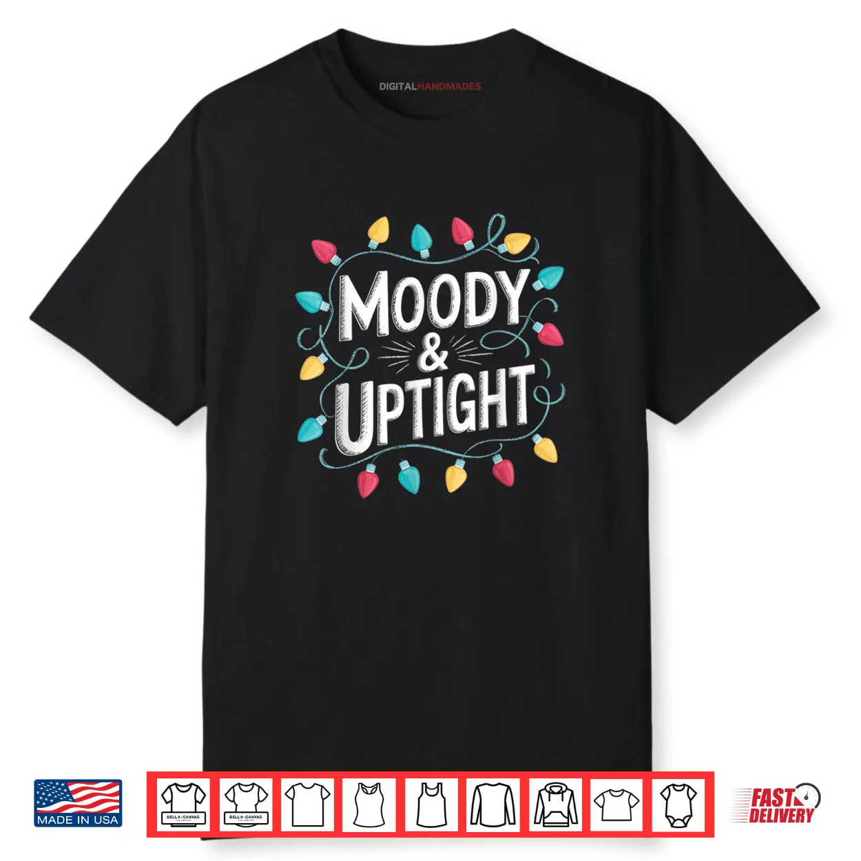 Merry & Bright Moody & Uptight Matching Couples Christmas Shirt
