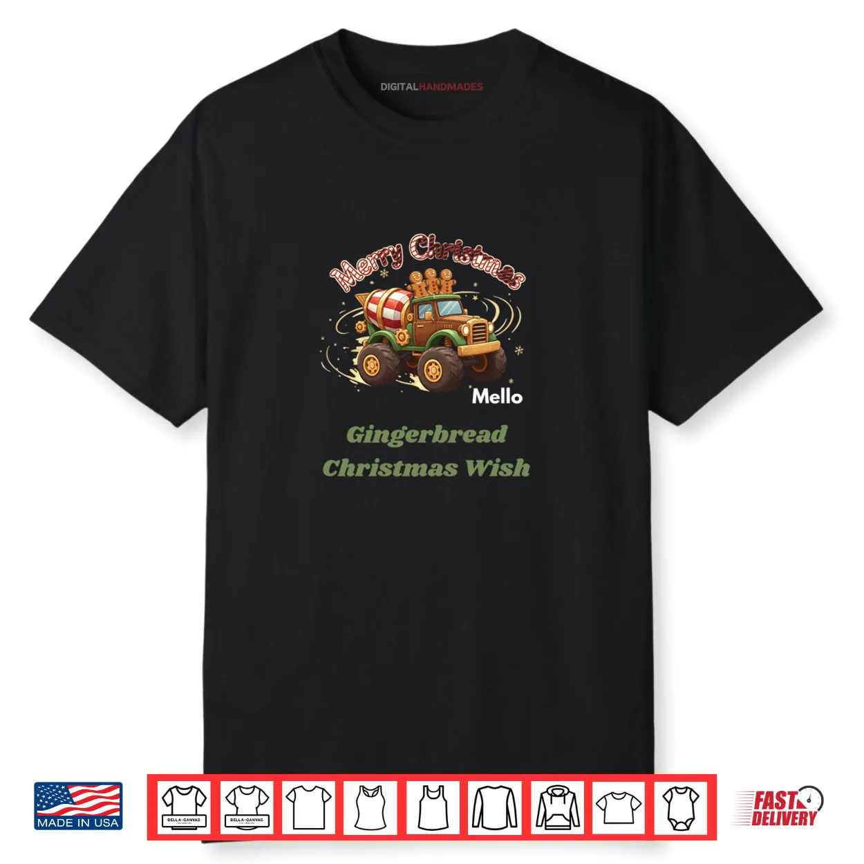 Merry Christmas Cute Gingerbread Mello Mixer Truck Shirt