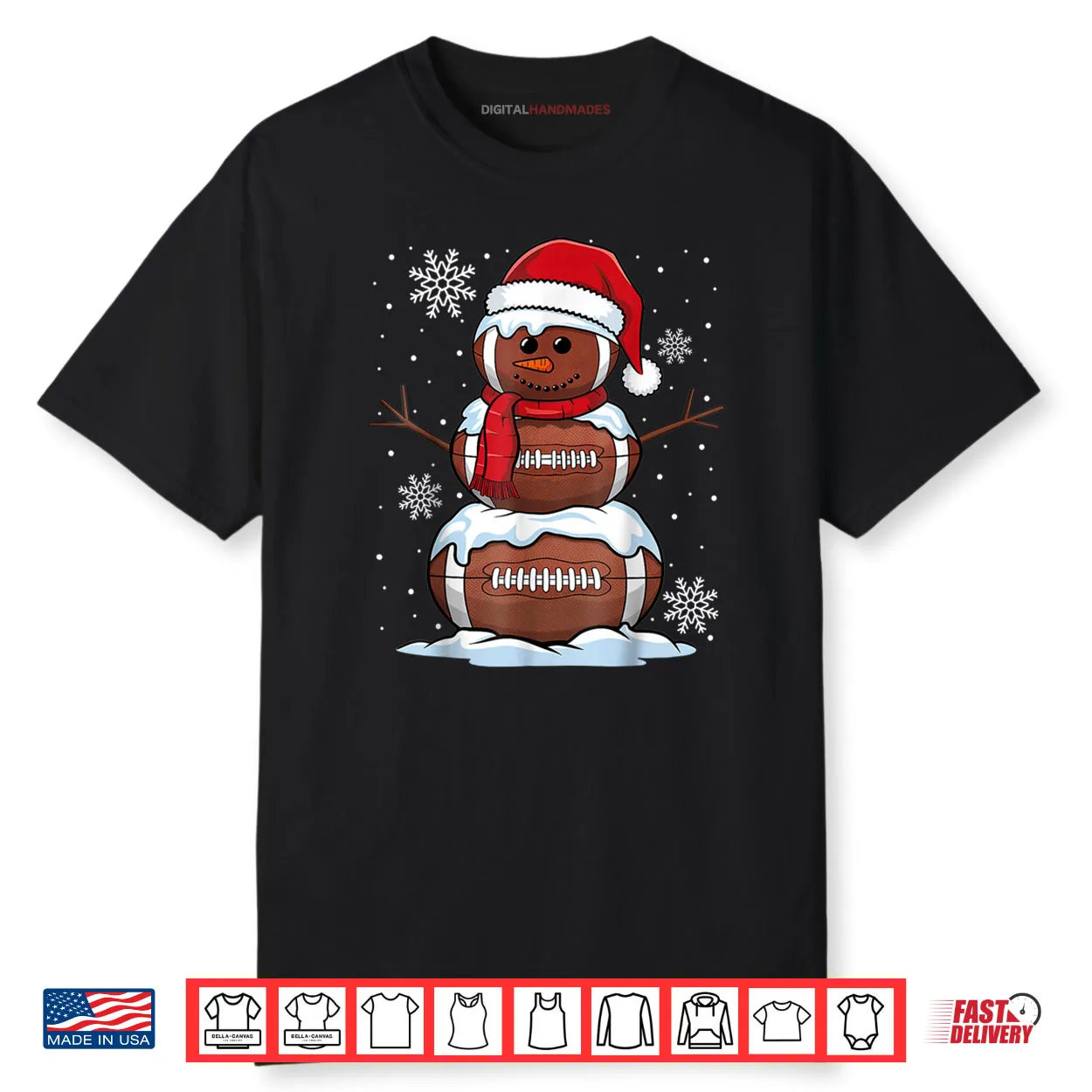 Merry Christmas Football Snowman Holiday Sports Xmas Pajamas Shirt