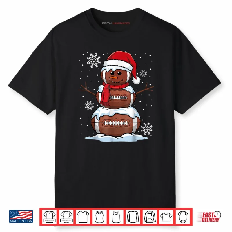 Merry Christmas Football Snowman Holiday Sports Xmas Pajamas Shirt