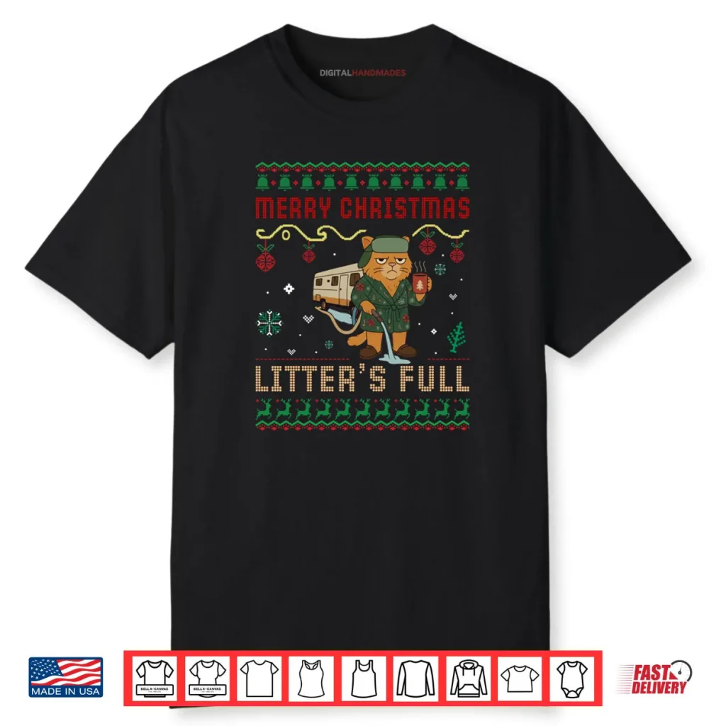 Merry Christmas Litter’s Full Funny Cat Xmas Ugly Sweaters Shirt 1 Merry Christmas Litter’s Full Funny Cat Xmas Ugly Sweaters Shirt