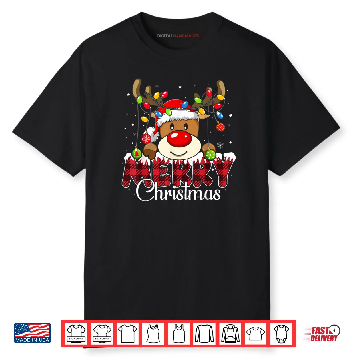 Merry Christmas Reindeer Xmas Family Matching Shirt