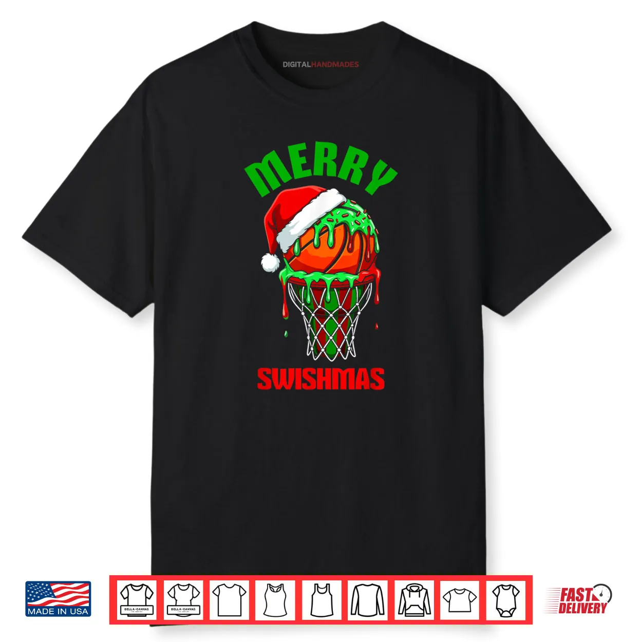 Merry Swishmas Basketball Ugly Christmas Xmas Shirt