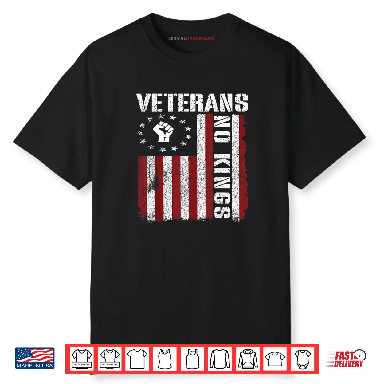Military Veterans Protest USA Flag No Kings America Protest Shirt