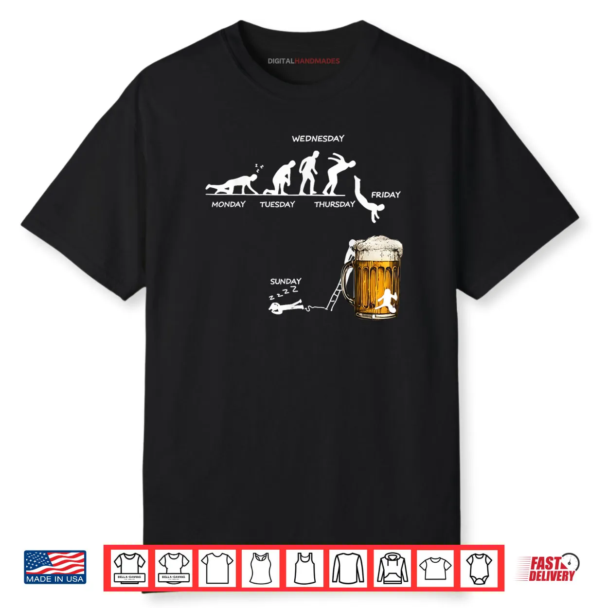 Monday Tuesday Thursday Friday Saturday Sunday Beer Drinking Shirt