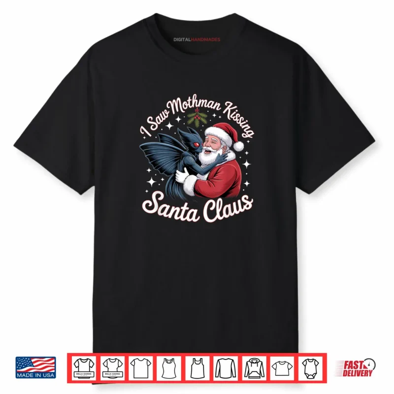 Mothman Santa Claus Kissing Sci fi Monster Mythical Creature Shirt