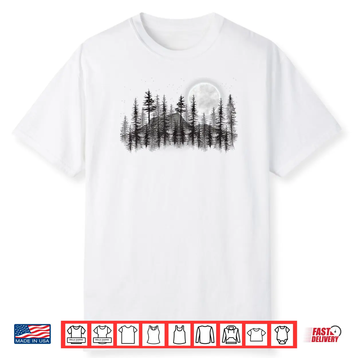 Mountain Forest Moon and Stars Night Sky Shirt