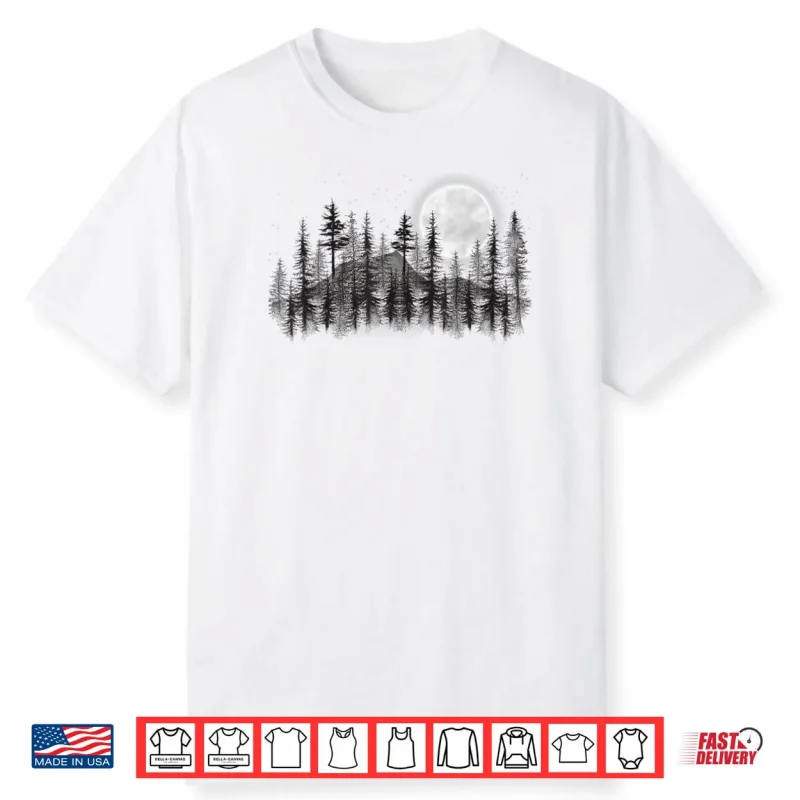 Mountain Forest Moon and Stars Night Sky Shirt
