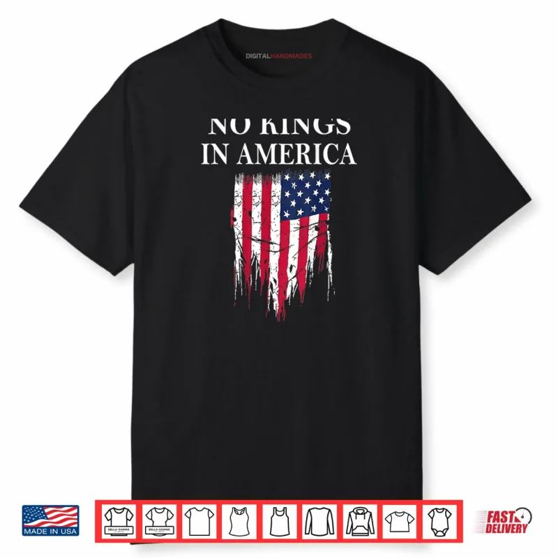 No Kings in America America Flag Vintage No Kings Shirt