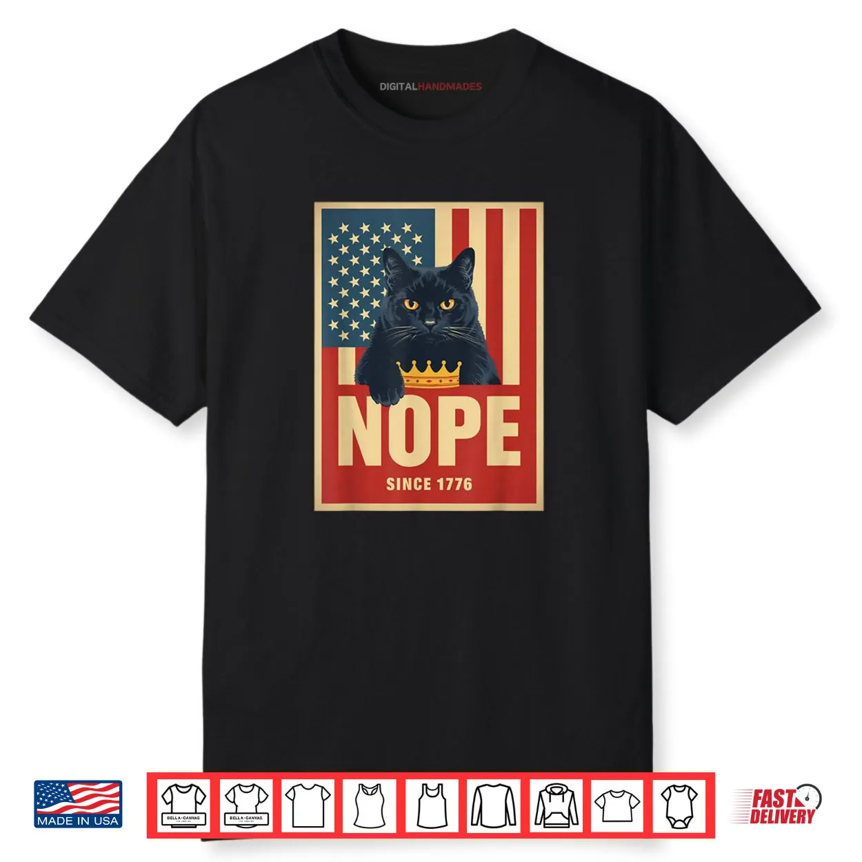 No Kings in America Cat Nope 1776 Shirt