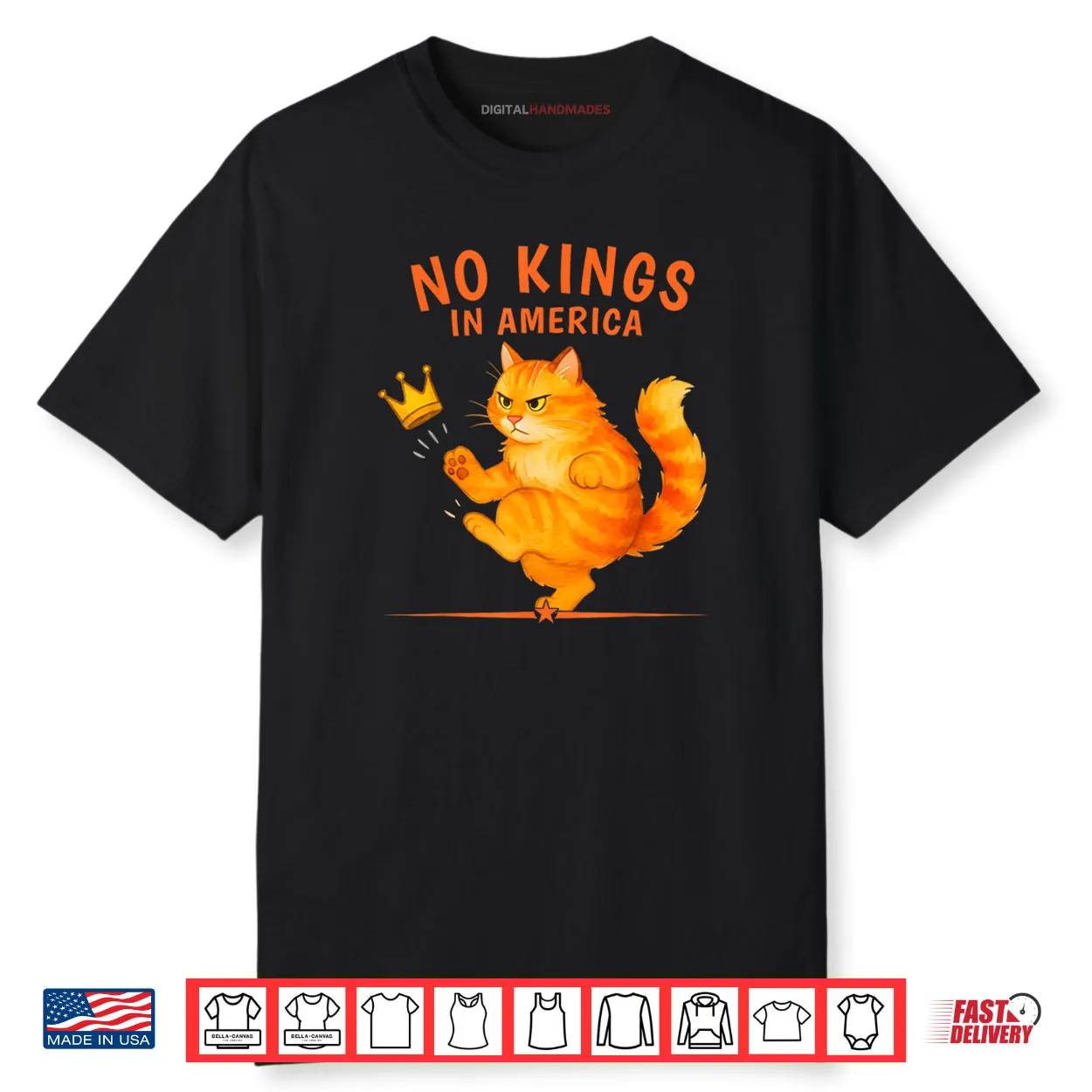 No Kings in America Patriotic Political Cat Shirt
