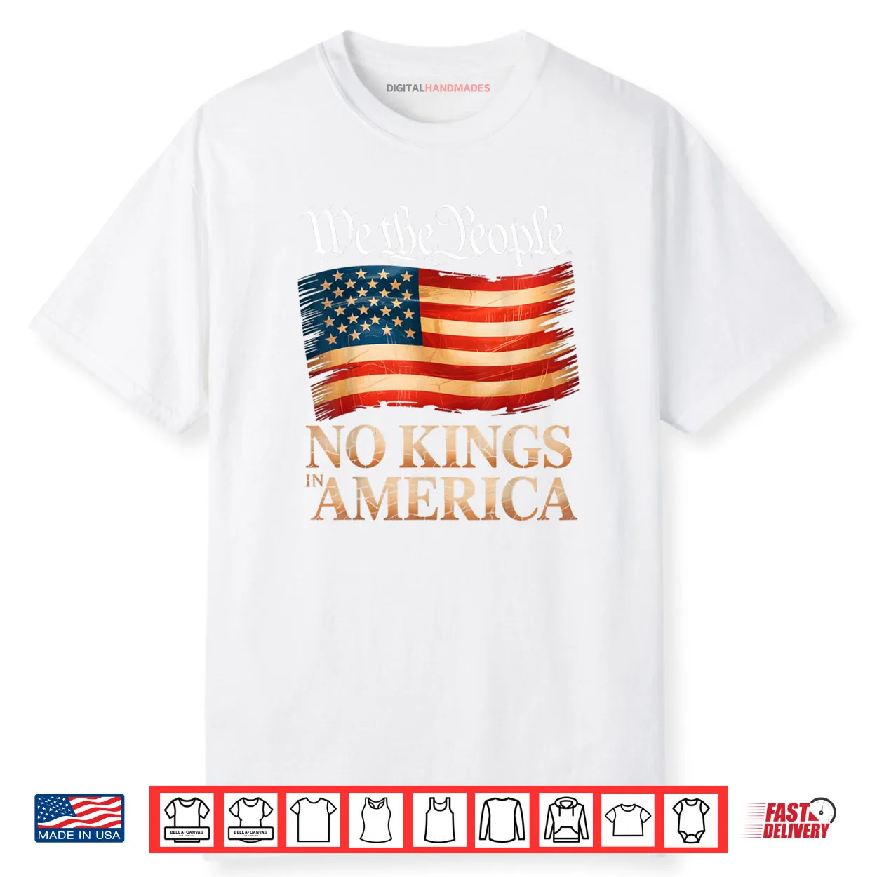 No Kings in America US Flag Vintage Men Women Shirt