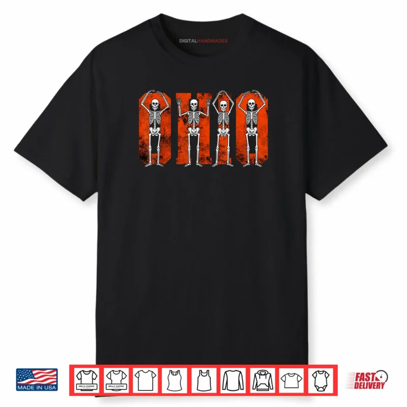 O H I O State Funny Skeletons Ohio Halloween Team Shirt
