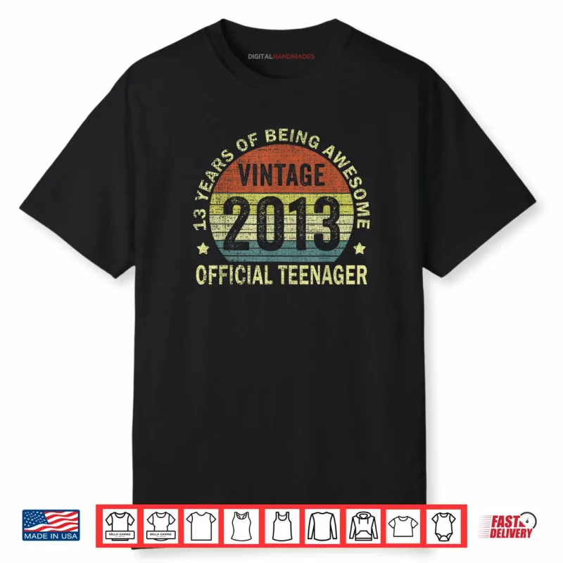 Official Teenager Awesome Since 2013 13th Birthday Shirt