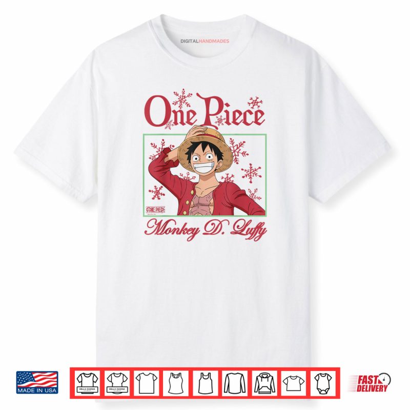 One Piece Anime Happy Holidays Luffy Christmas Snowflakes Shirt
