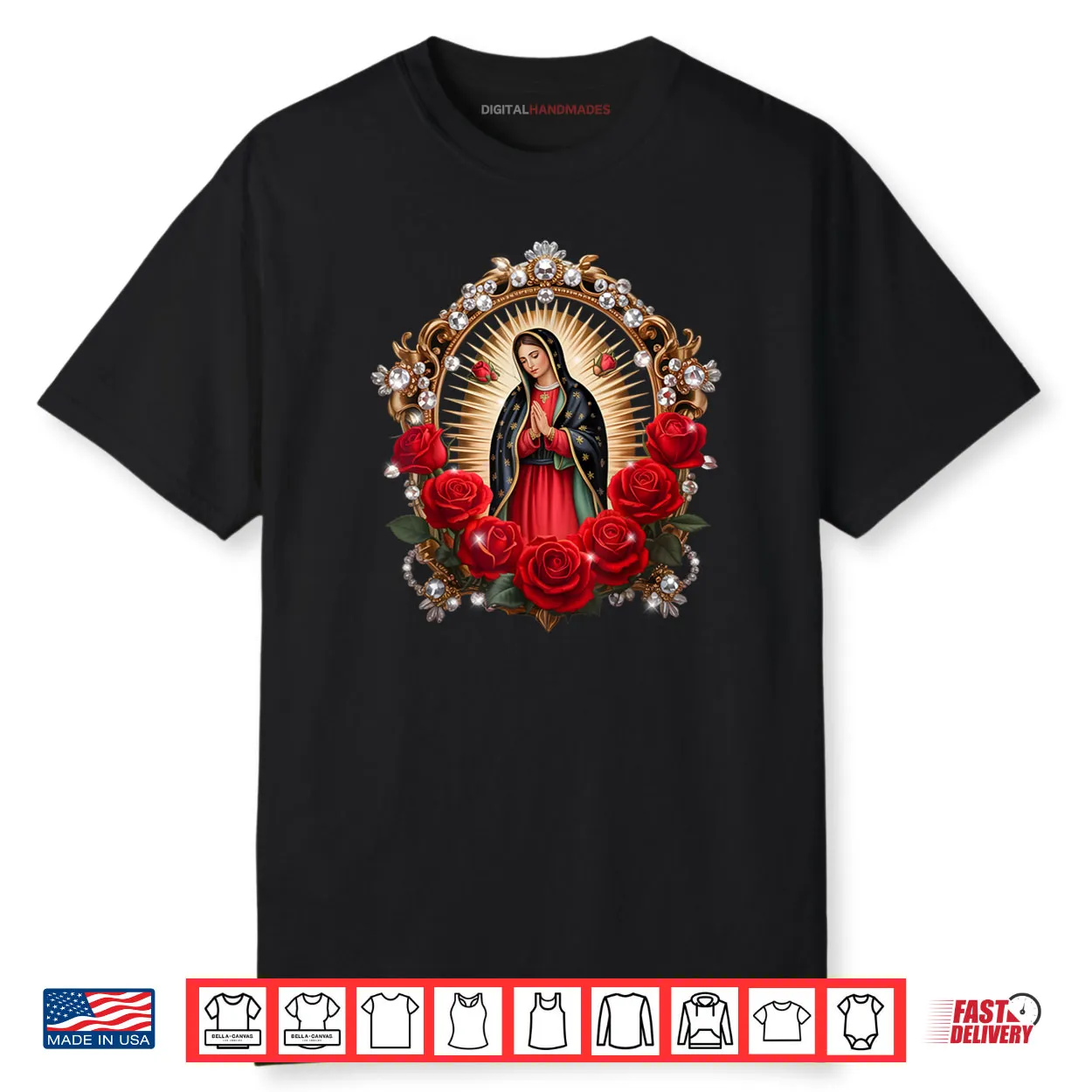 Our Lady Guadalupe Saint Virgin Mary in Roses Flowers Shirt