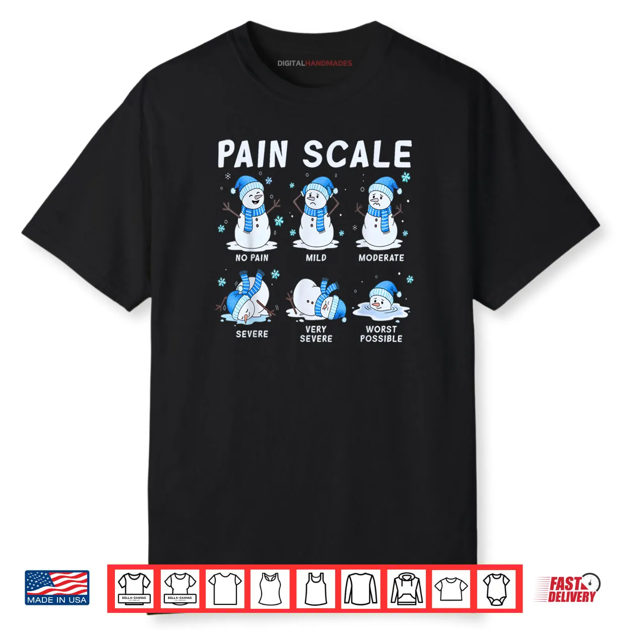 Pain Scale Snowman Nurse Christmas Xmas Snow Pajamas Holiday Shirt