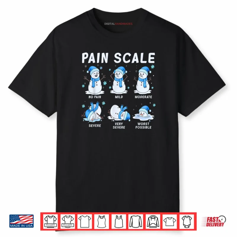 Pain Scale Snowman Nurse Christmas Xmas Snow Pajamas Holiday Shirt