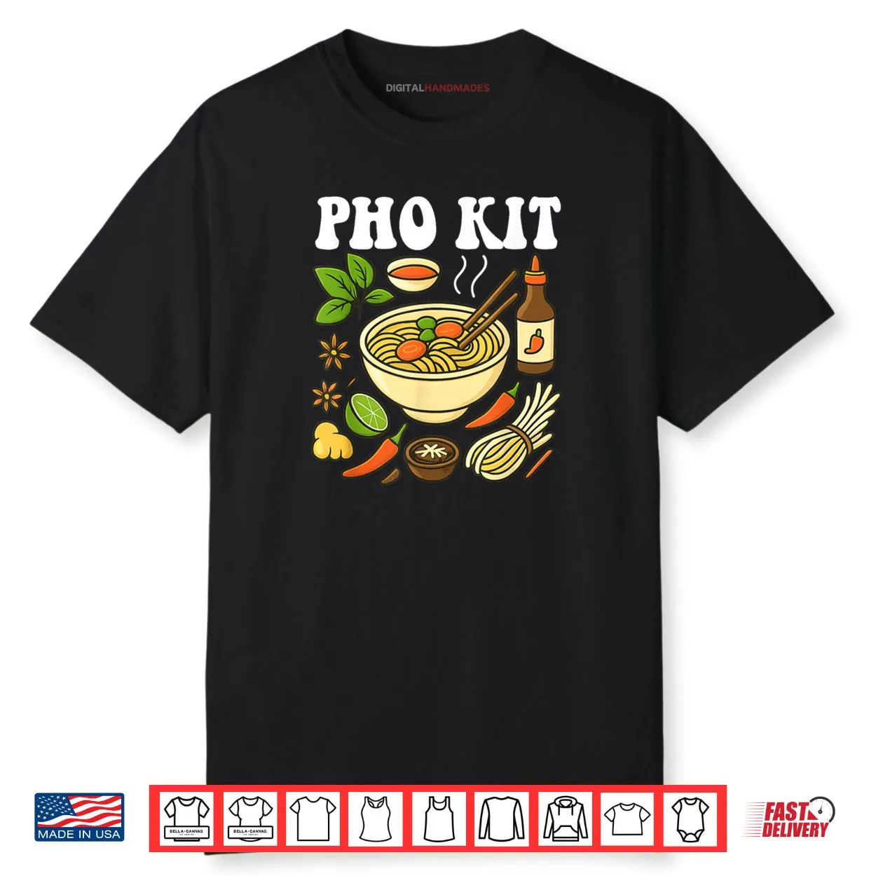 Pho Kit Funny Noodle Soup Pun Asian Food Cartoon Artwork Shirt