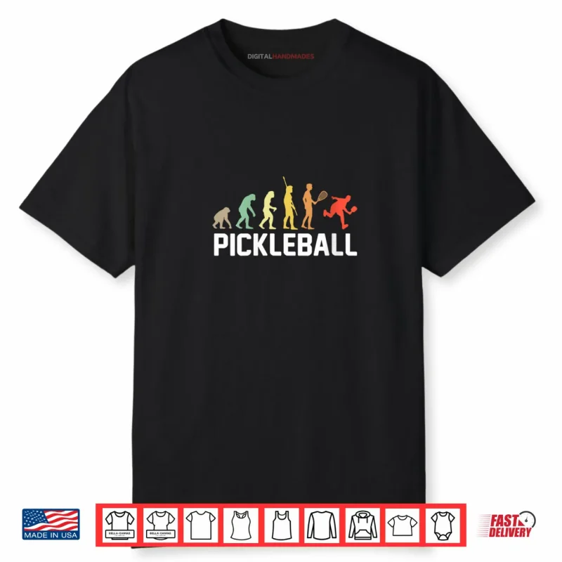 Pickleball Evolution Vintage Men Women Kids Funny Shirt