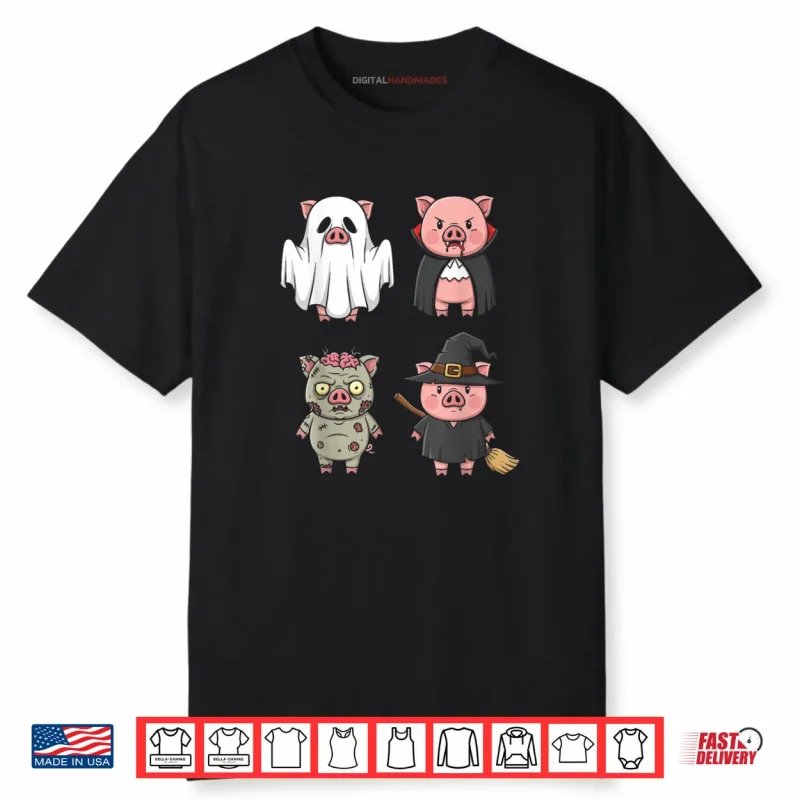 Pig Spooky Witch Boo Zombie Cute Pig Halloween Shirt