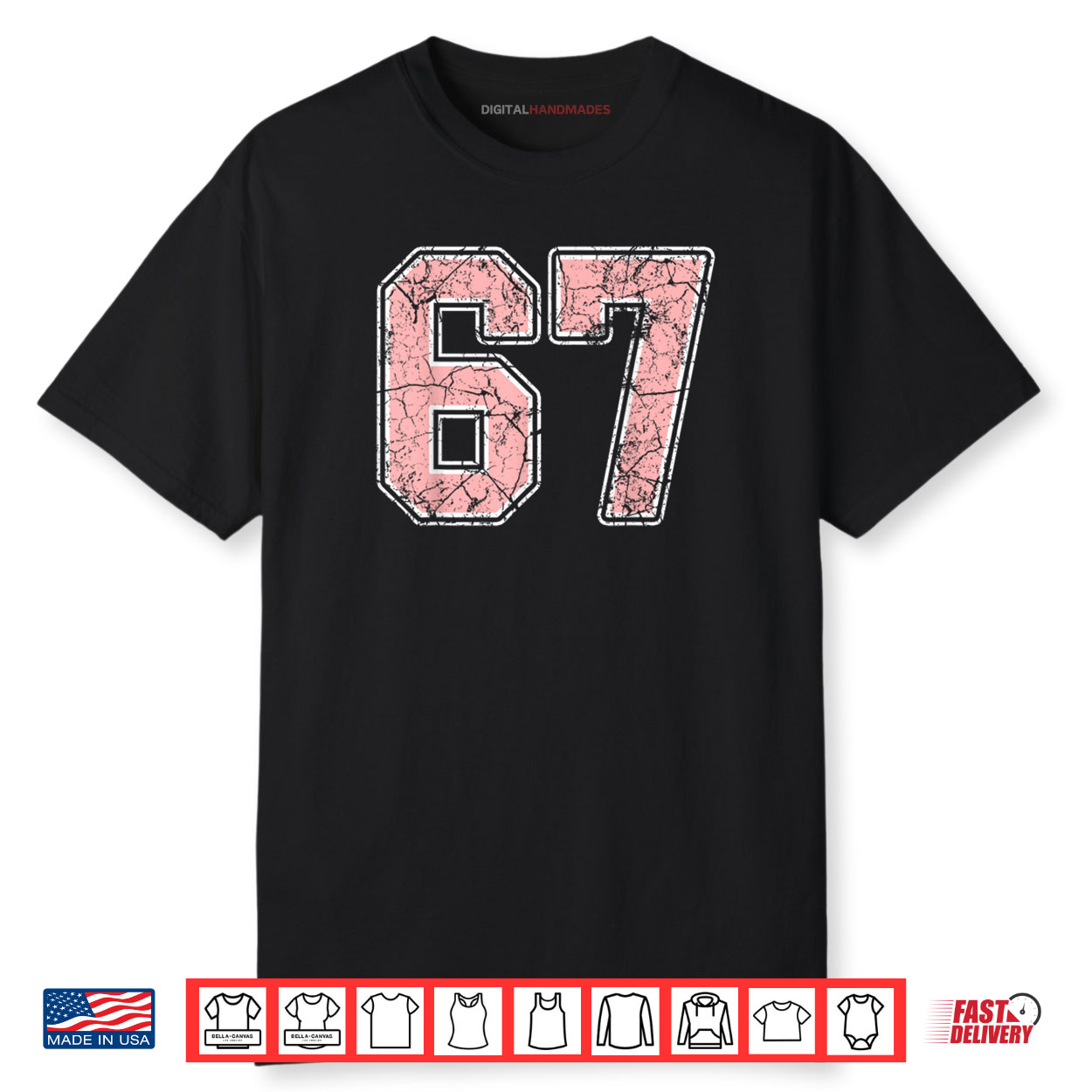 Pink and White Number 67 Jersey Player Uniform #67 Fan Shirt