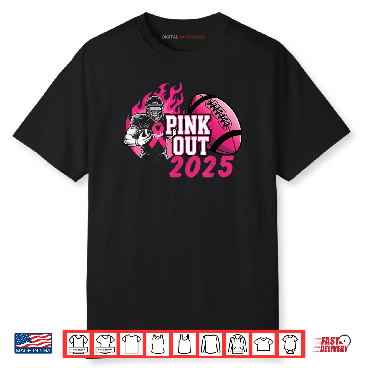 Pink Out 2025 Football Breast Cancer Awareness Support Shirt