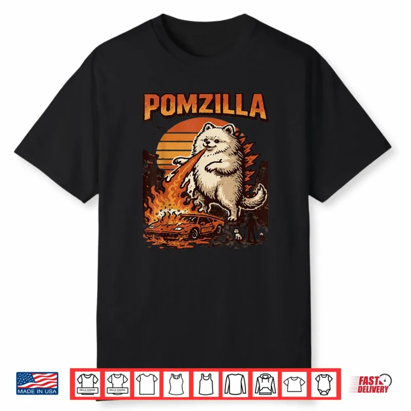 Pomzilla Pomeranian Dog Vintage Monster Pom Dog Lover Shirt