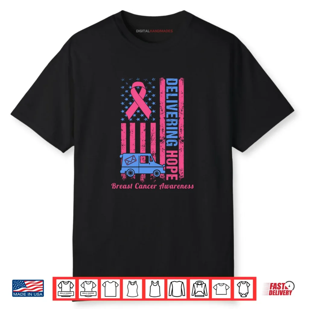 Postal Worker Breast Cancer Awareness US Flag Shirt 1 Postal Worker Breast Cancer Awareness US Flag Shirt