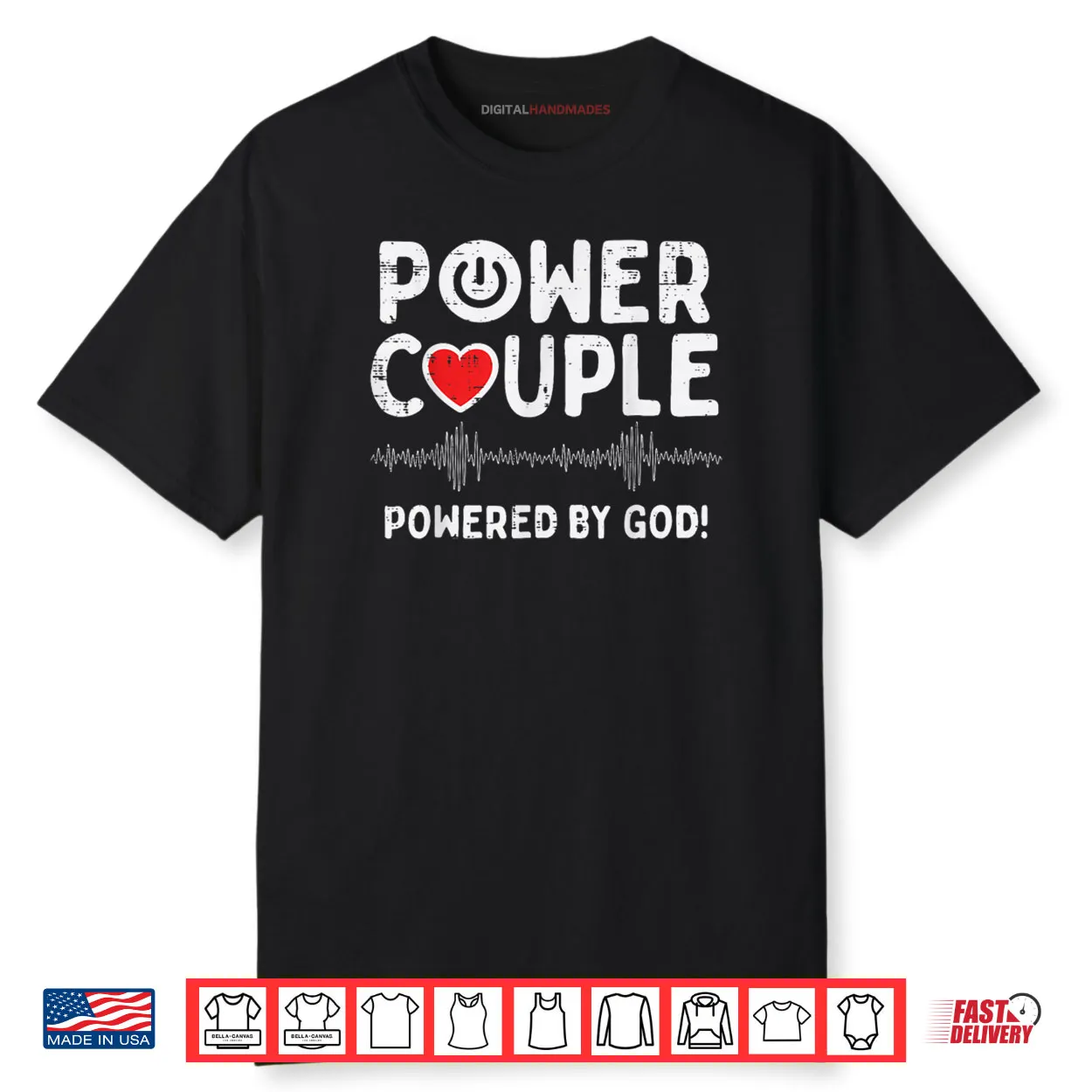 Powered God Christian Valentines Day Couple Shirt