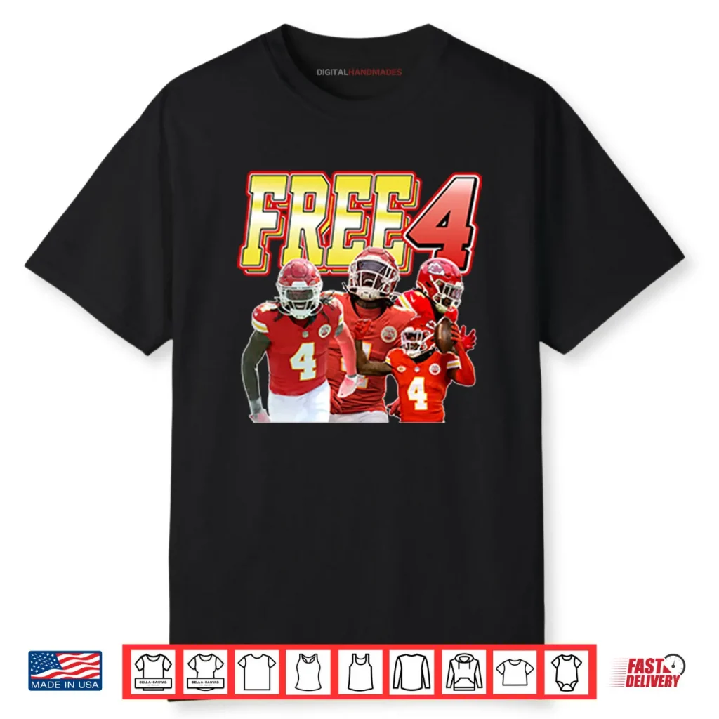 Rashee Rice Free 4 Kansas City Chiefs Football Shirt 1 Rashee Rice Free 4 Kansas City Chiefs Football Shirt