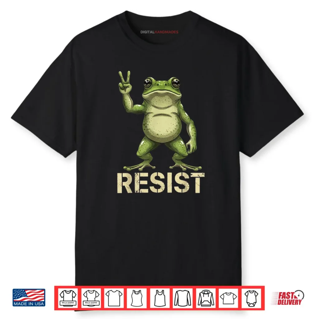 Realistic Frog Resist Protest Peace Sign Funny Activism Shirt 1 Realistic Frog Resist Protest Peace Sign Funny Activism Shirt