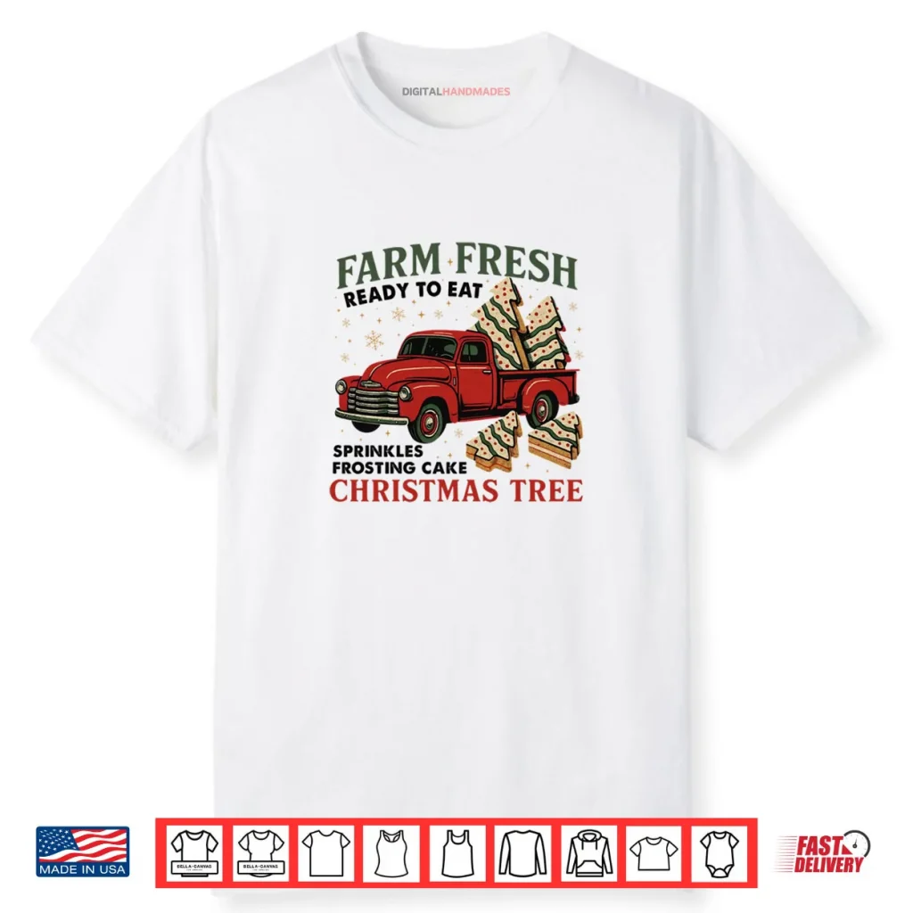 Red Truck Farm Fresh Debbie Christmas Cake Holiday Shirt
