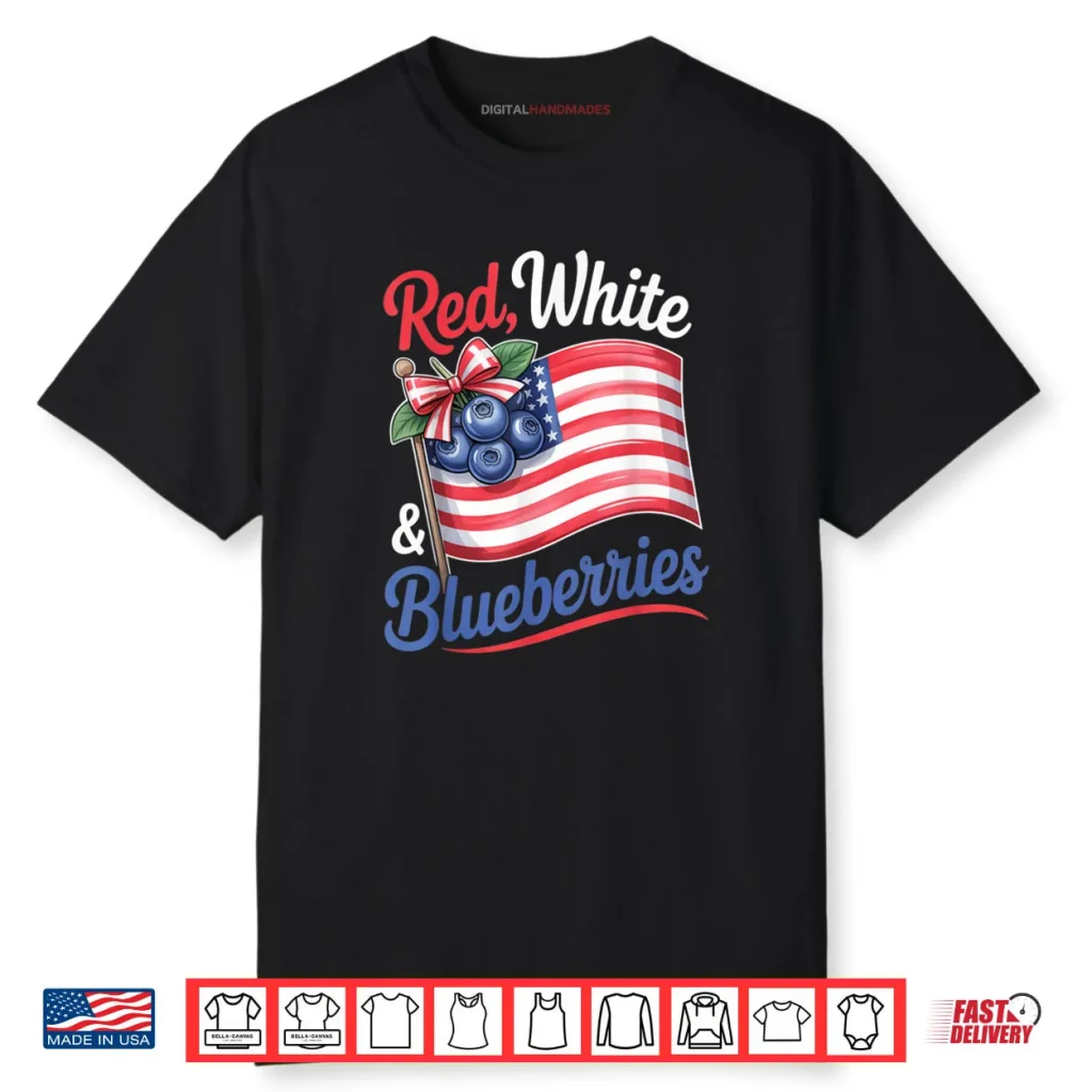Red White & Blueberries Coquette Flag Bow Shirt 1 Red White & Blueberries Coquette Flag Bow Shirt
