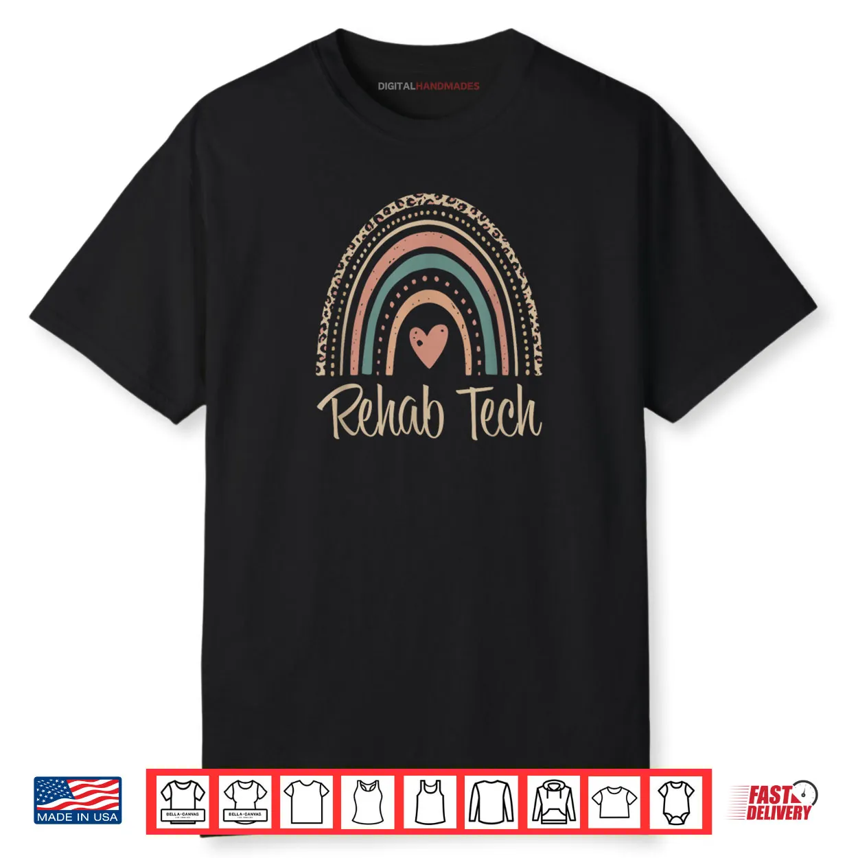 Rehab Tech Boho Rainbow Rehabilitation Technician Shirt