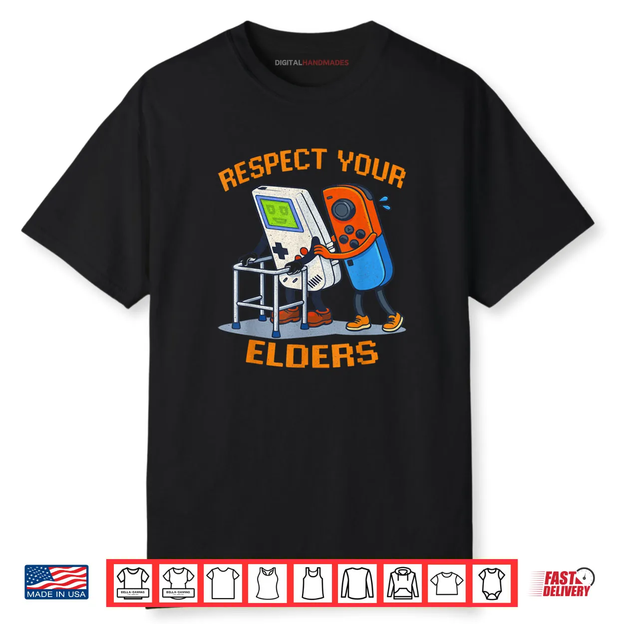 Respect Your Elders Gaming Control 80s Retro Gamer Shirt