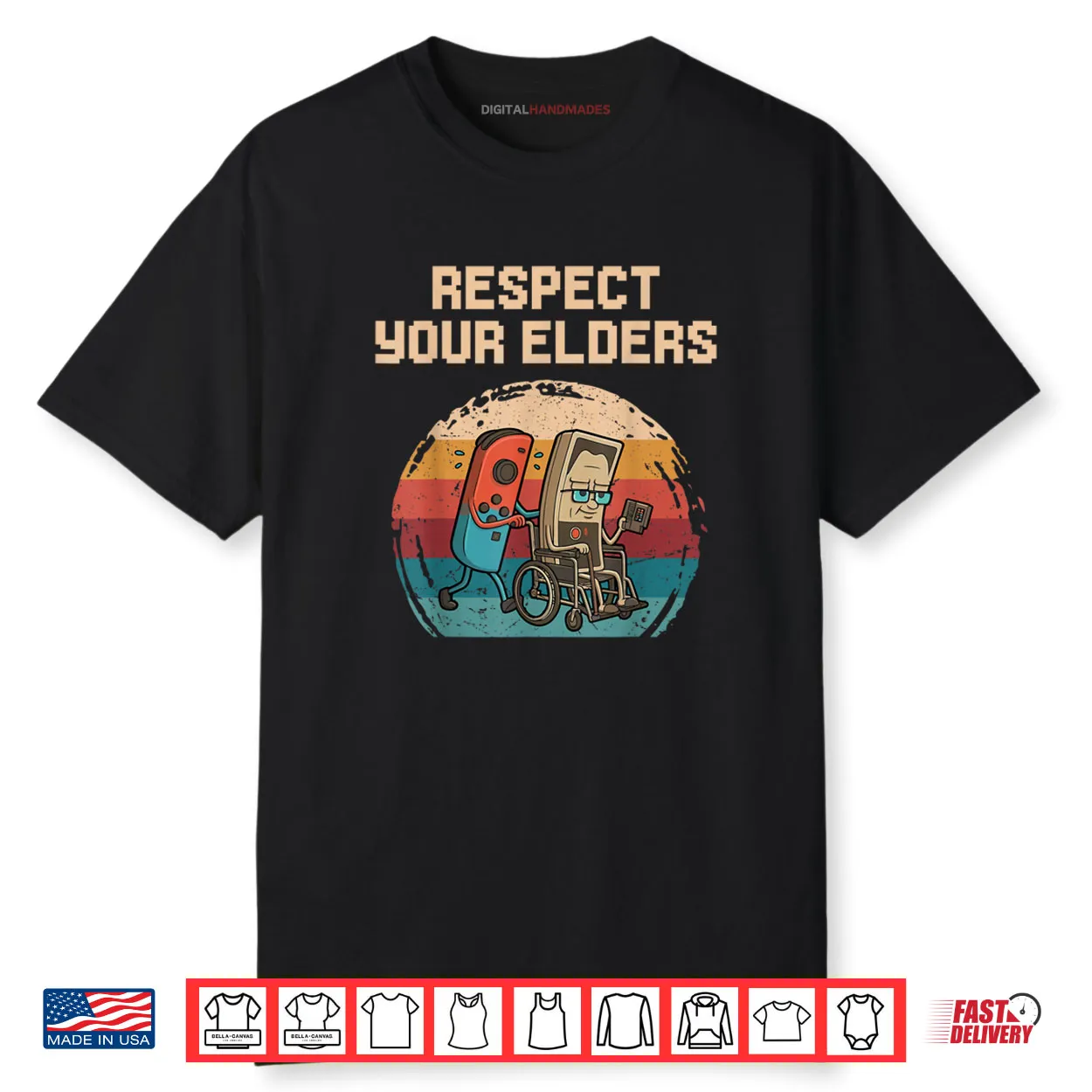 Respect Your Elders Gaming Control Retro Video Game Shirt